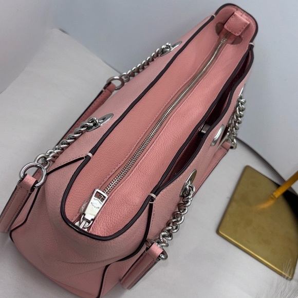 COACH Pink Turnlock Chain Tote 27 in Polished Pebble Leather pink Valentines - Picture 13 of 16